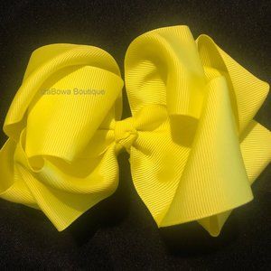 Lemon Yellow 6" Double Stacked Boutique Bows  (2) 5B1814  Handmade NWT Boutique